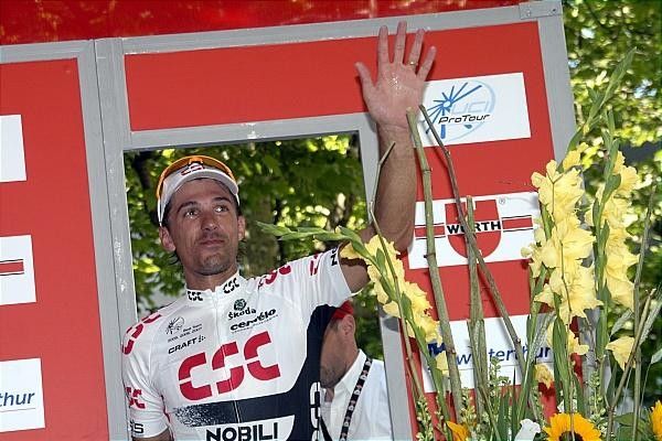 Fabian Cancellara (Team CSC) steps up to the podium.