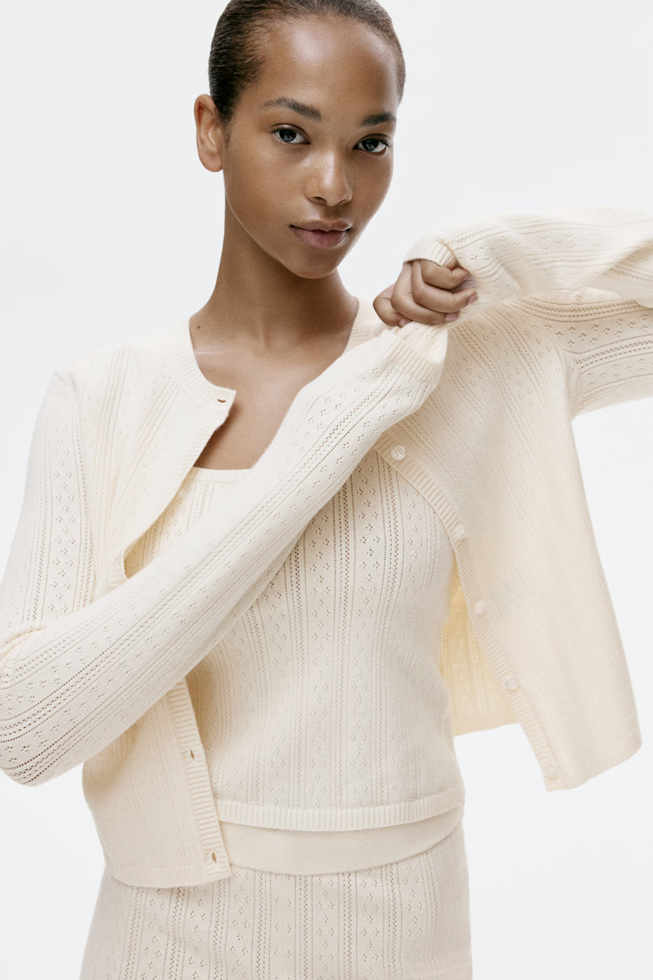 Cream pointelle cardigan from H&amp;amp;M