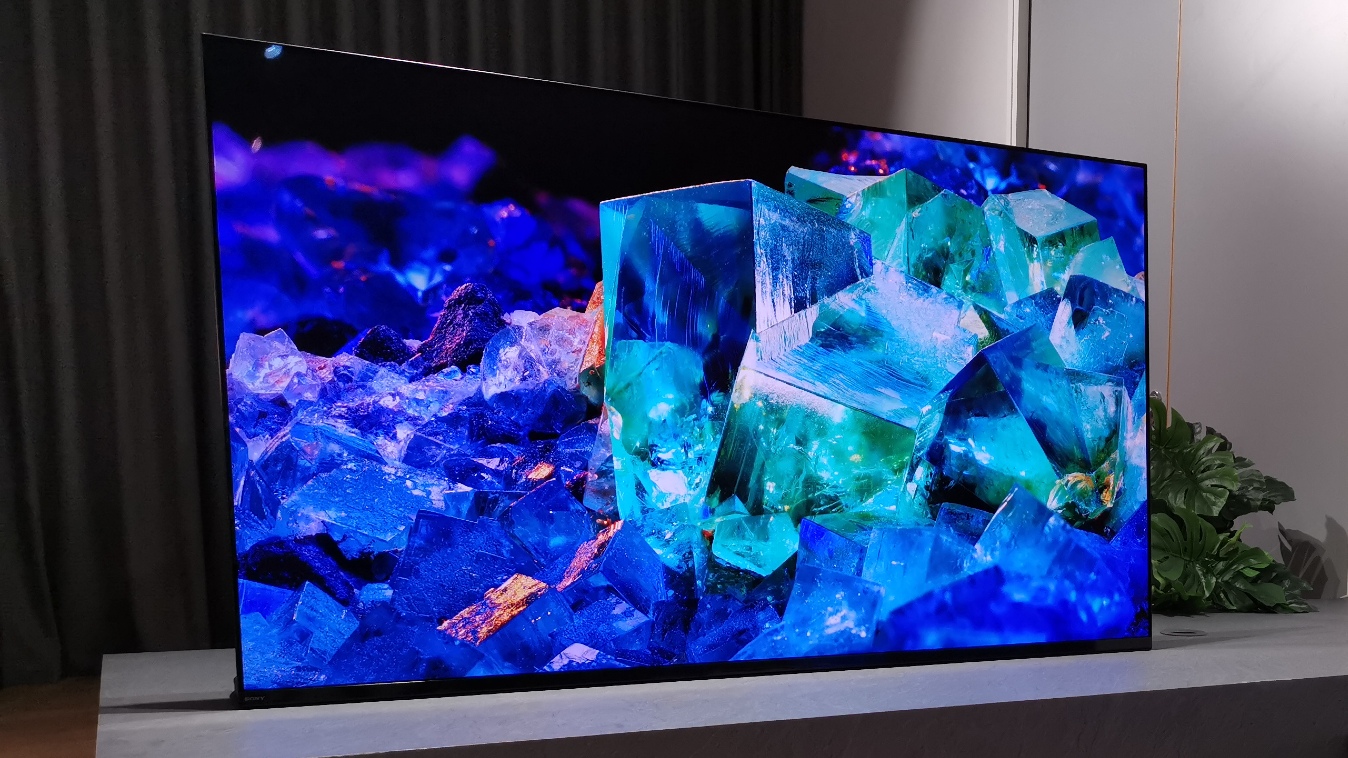 The Sony A95K QD-OLED TV as seen during a TV demo.