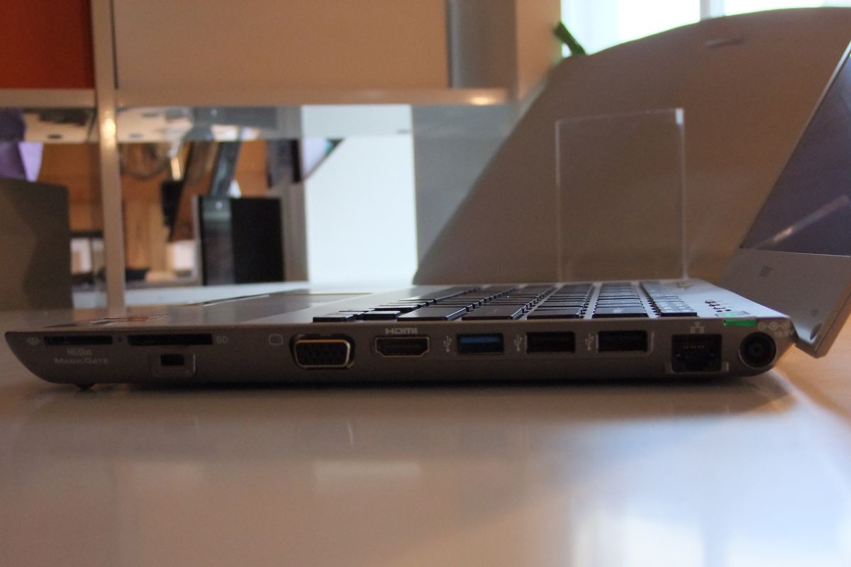 Almost all of the Vaio's ports are located on the right hand side of the laptop