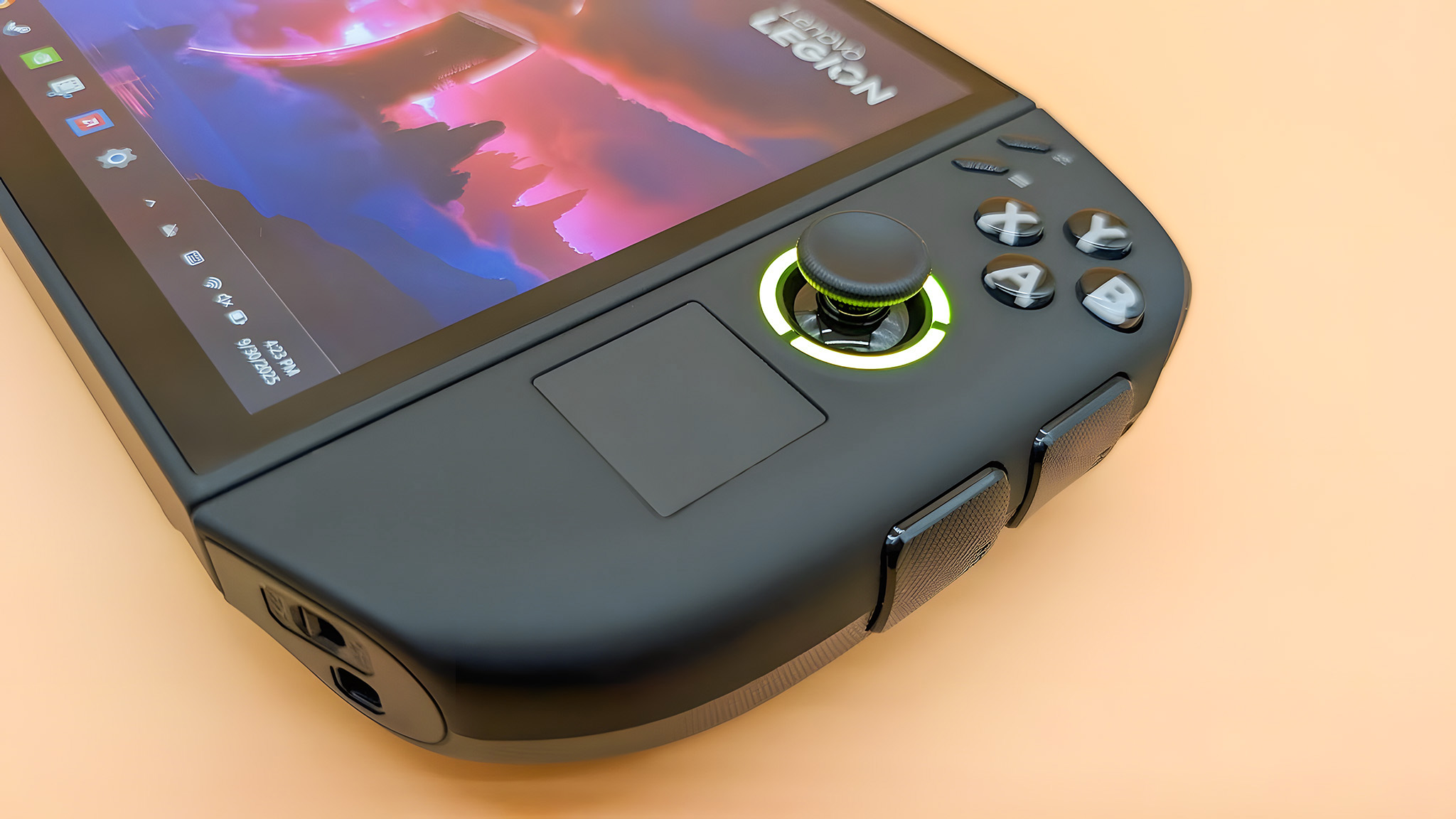 A closeup of the left controller while connected to the Lenovo Legion Go 2.