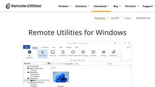 Website screenshot for Remote Utilities for Windows.