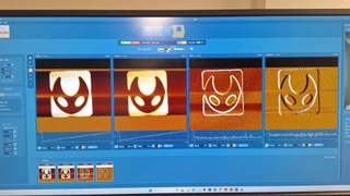 A picture of a microscopic Hornet being drawn with electrons on the Silksong subreddit.