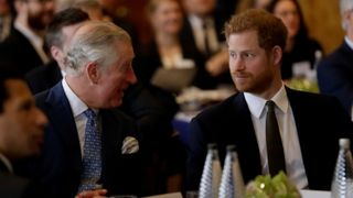 Prince Harry and King Charles attend the 'International Year of The Reef' 2018 meeting at Fishmongers Hall on February 14, 2018
