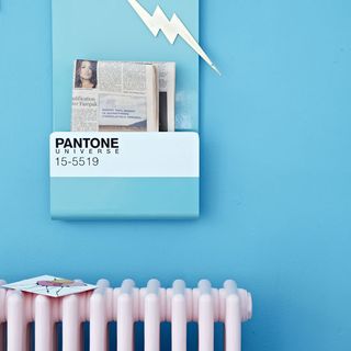 sky blue background and radiator