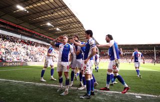 Blackburn Rovers season preview 2023/24 Sammie Szmodics of Blackburn Rovers celebrates with teammates after scoring the team's second goal during the Emirates FA Cup Quarter Final match between Sheffield United and Blackburn Rovers at Bramall Lane on March 19, 2023 in Sheffield, England. 