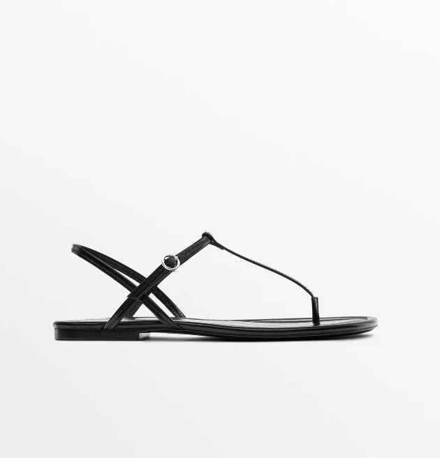 Massimo Dutti, Strappy Flat Sandals With Toe Divider