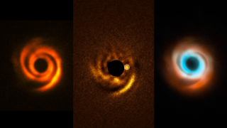 Three views of the protoplanetary disk of gas and dust around the young star HD 135344B