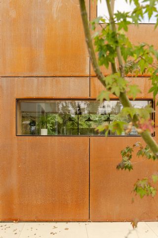 Detail of the Corten steel cladding