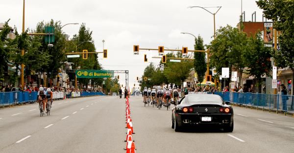 The breakaway and the chase half a lap apart.
