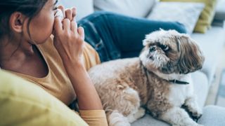 Sick woman with dog