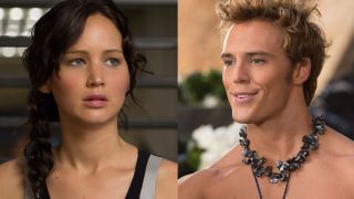 Jennifer Lawrence as Katniss and Sam Claflin as Finnick in Hunger Games: Catching Fire