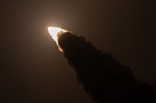 A Long March-11 carrier rocket carrying two satellites for the detection of gravitational waves blasts off from the Xichang Satellite Launch Center on December 10, 2020 in Xichang, Liangshan Yi Autonomous Prefecture, Sichuan Province of China.