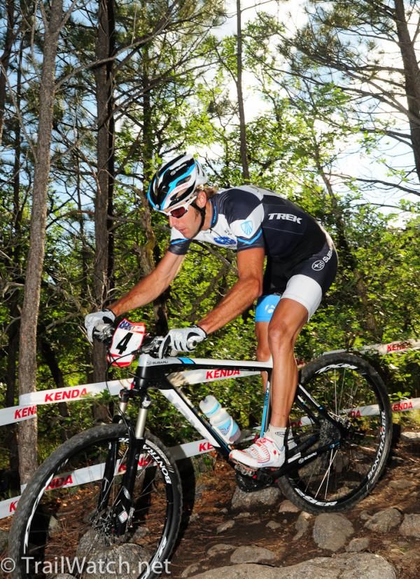 Jeremy Horgan-Kobelski (Subaru-Trek) having a third place ride despite bouncing off a tree.
