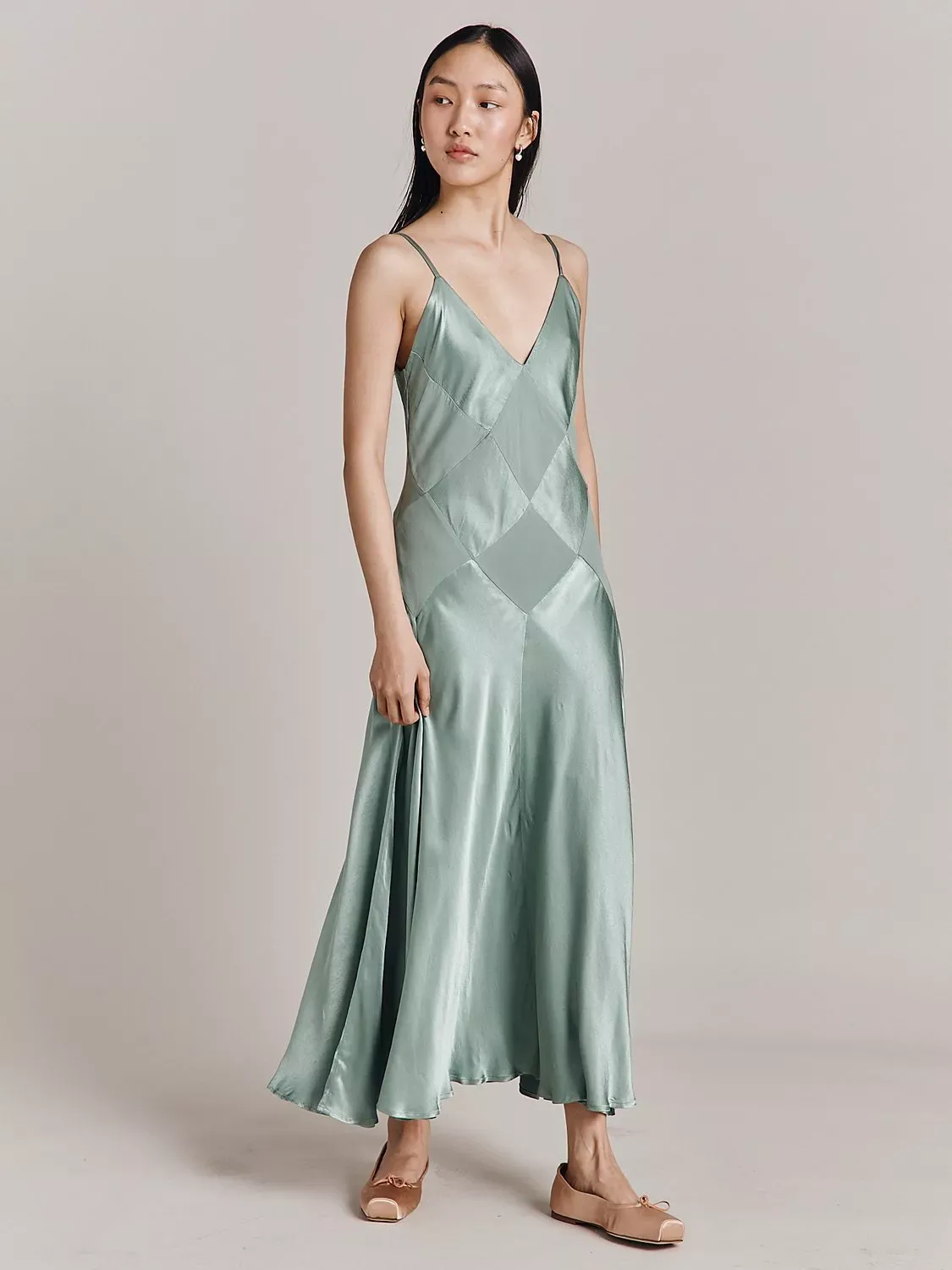 Ghost Nina Satin Maxi Dress