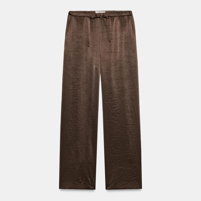 Zara, brown satin trousers