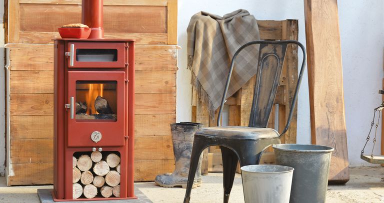 best stoves: red woodburning stove from ludlow stoves