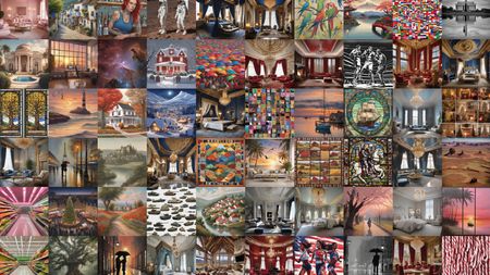 A grid of AI-generated images across 12 common themes