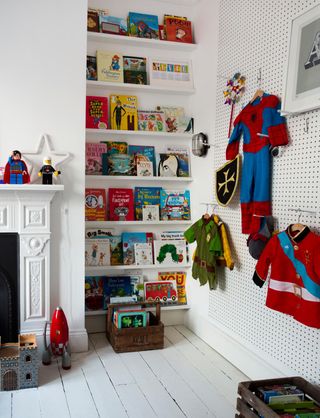 How to organize a kid's room with hanging peg boards