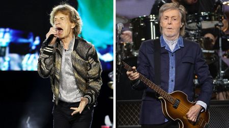 Left&ndash;Mick Jagger of The Rolling Stones performs onstage at SoFi Stadium on July 10, 2024 in Inglewood, California; Right&ndash;Paul McCartney performs at The O2 Arena on December 18, 2024 in London, England