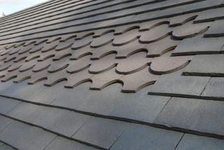 grey clay roof tiles in an decorative design