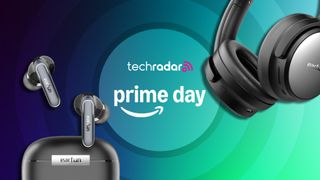 Earfun headphones and earbuds on TR's dark blue and green Prime Day banner