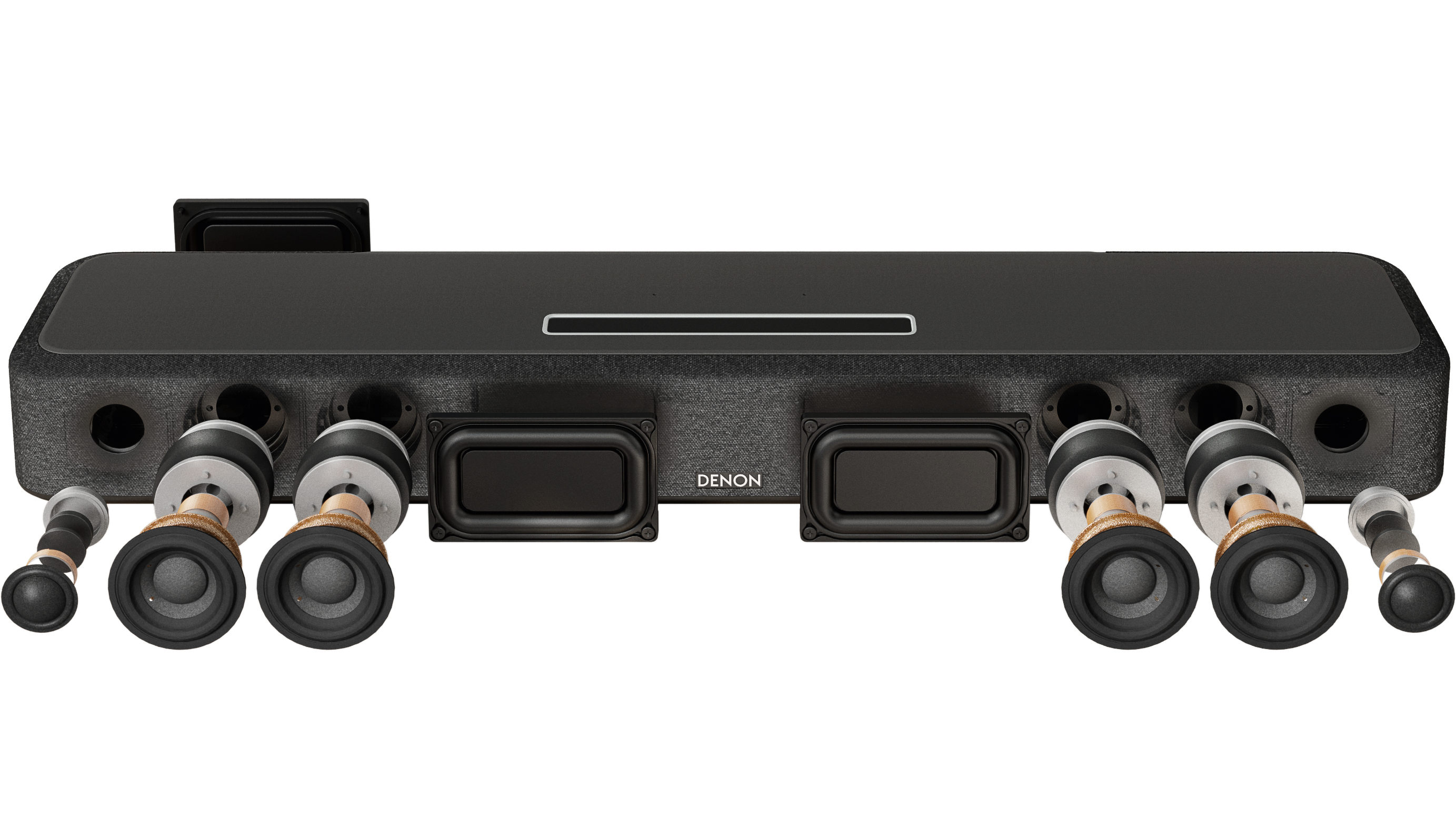 Denon Home 4.1 system: Denon Home Sound Bar 550, Denon Home 150 speakers, Denon DSW-1H subwoofer