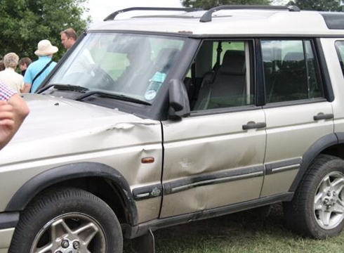 Vehicle in accident at Hartpury - Photo by Katy Vincent