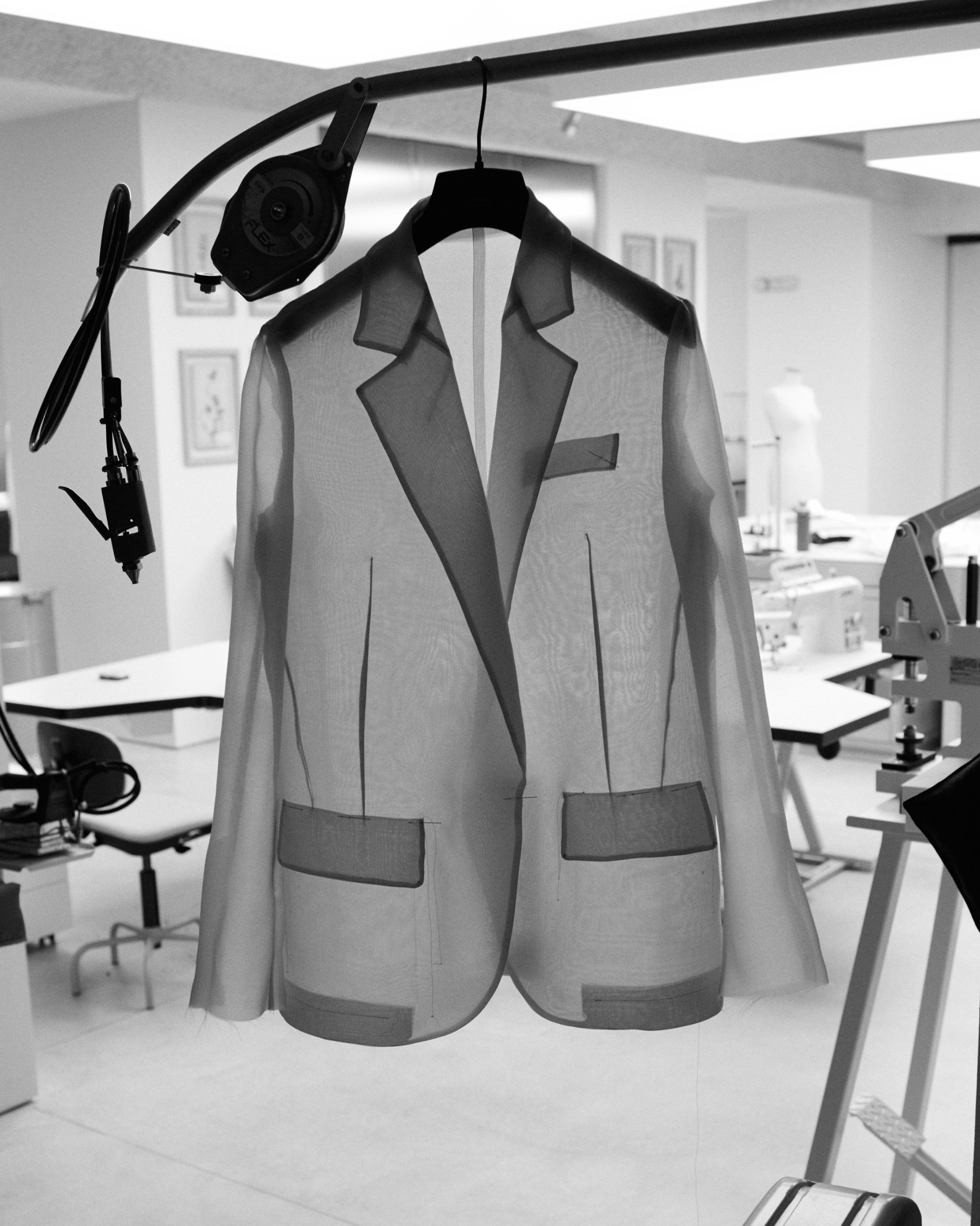 A bespoke jacket being made