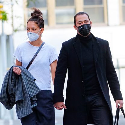 new york, new york october 19 katie holmes holds hands with emilio vitolo jr after a citibike ride on october 19, 2020 in new york city photo by gothamgc images