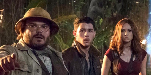 Jack Black, Nick Jonas, and Karen Gillan in Welcome to the Jungle