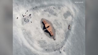 The playa is preparing for another year of Burning Man, as seen in satellite images released by Maxar Technologies.