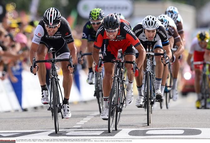 Fabian Cancellara (Trek) beat Greg Van Avermaet for second