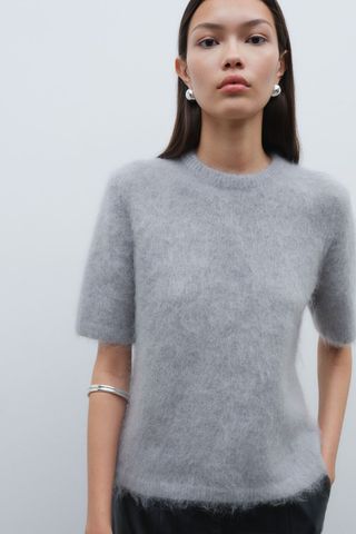 Mohair-Blend Knitted Top