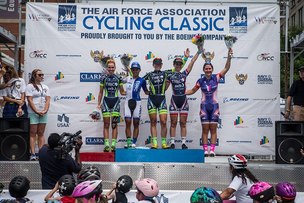 The women&rsquo;s podium