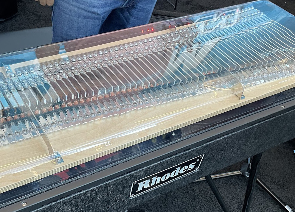Rhodes brought along one of their 75th Anniversary Edition MK8’s to NAMM this year, of which only ten were made. Look, but don’t touch...
