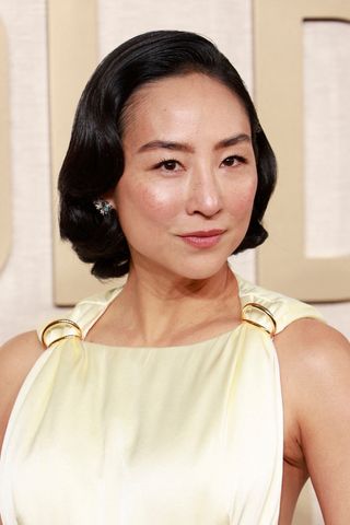 Greta Lee arrives for the 81st annual Golden Globe Awards at The Beverly Hilton hotel in Beverly Hills, California, on January 7, 2024