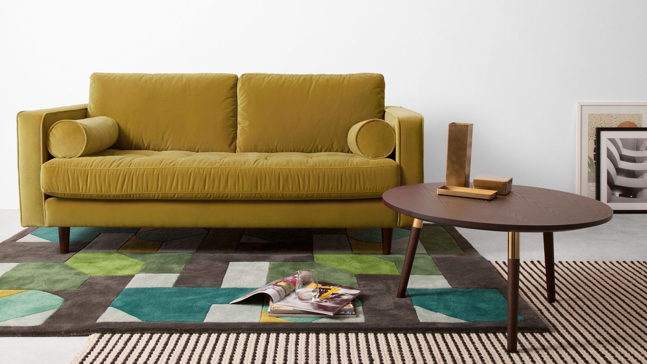 made.com gold scott sofa two seater