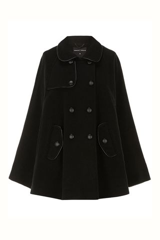 Dorothy Perkins Black Leather Look Piped Cape Coat, £65