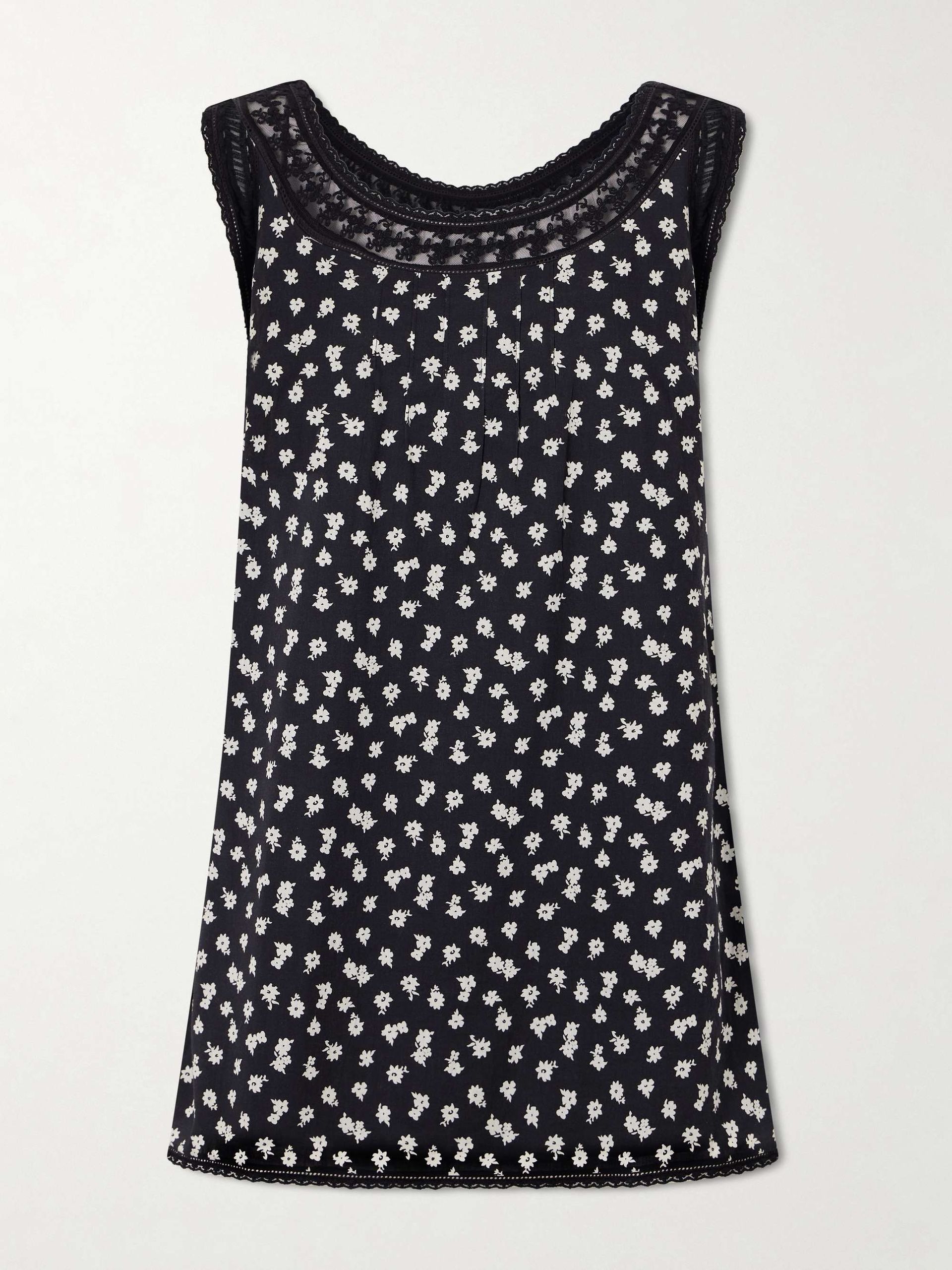Danielle Floral-Print Lace-Trimmed Cotton Mini Dress