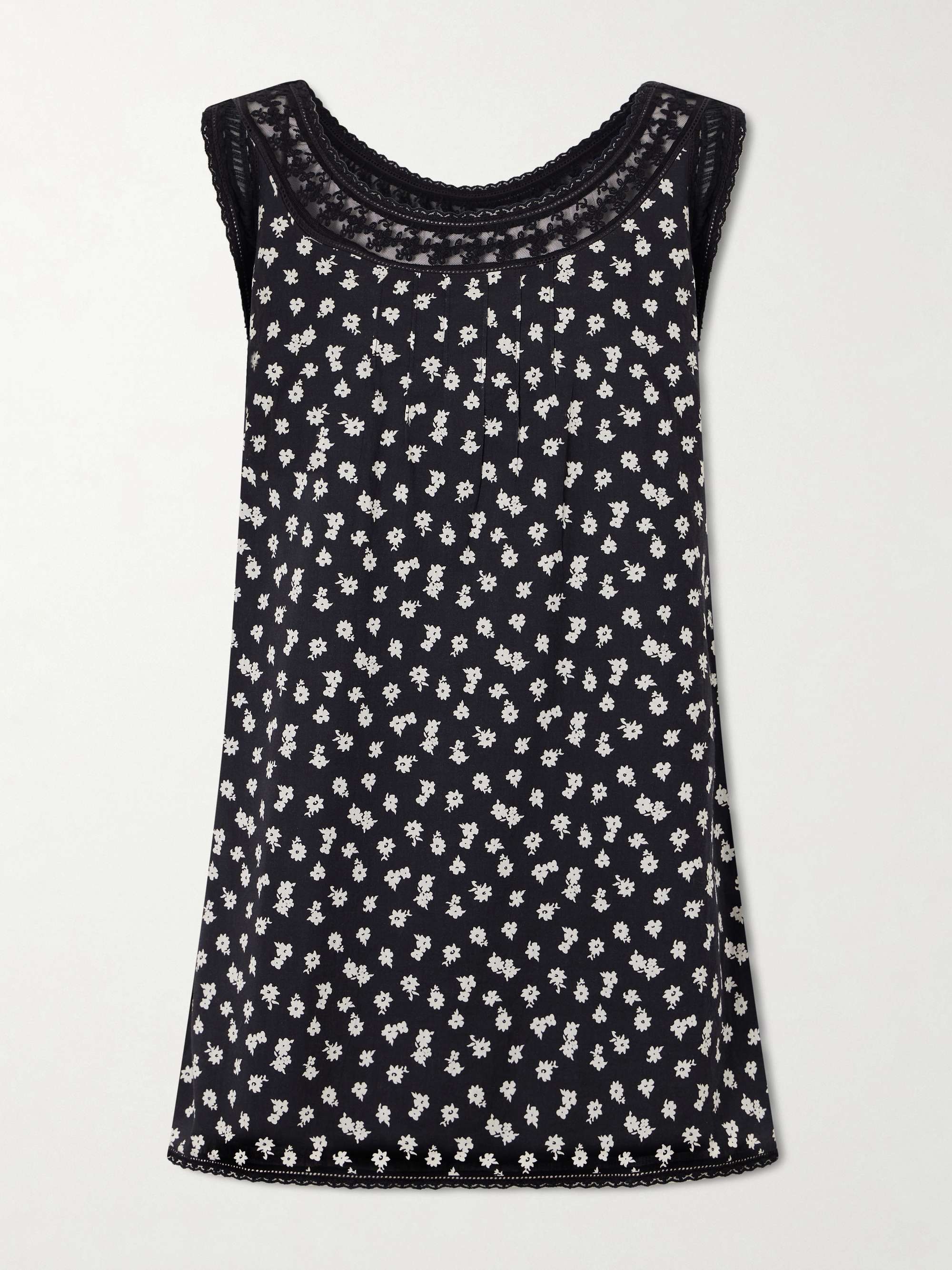 Danielle Floral-Print Lace-Trimmed Cotton Mini Dress