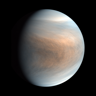 A false-color image of Venus captured by the Akatsuki spacecraft.