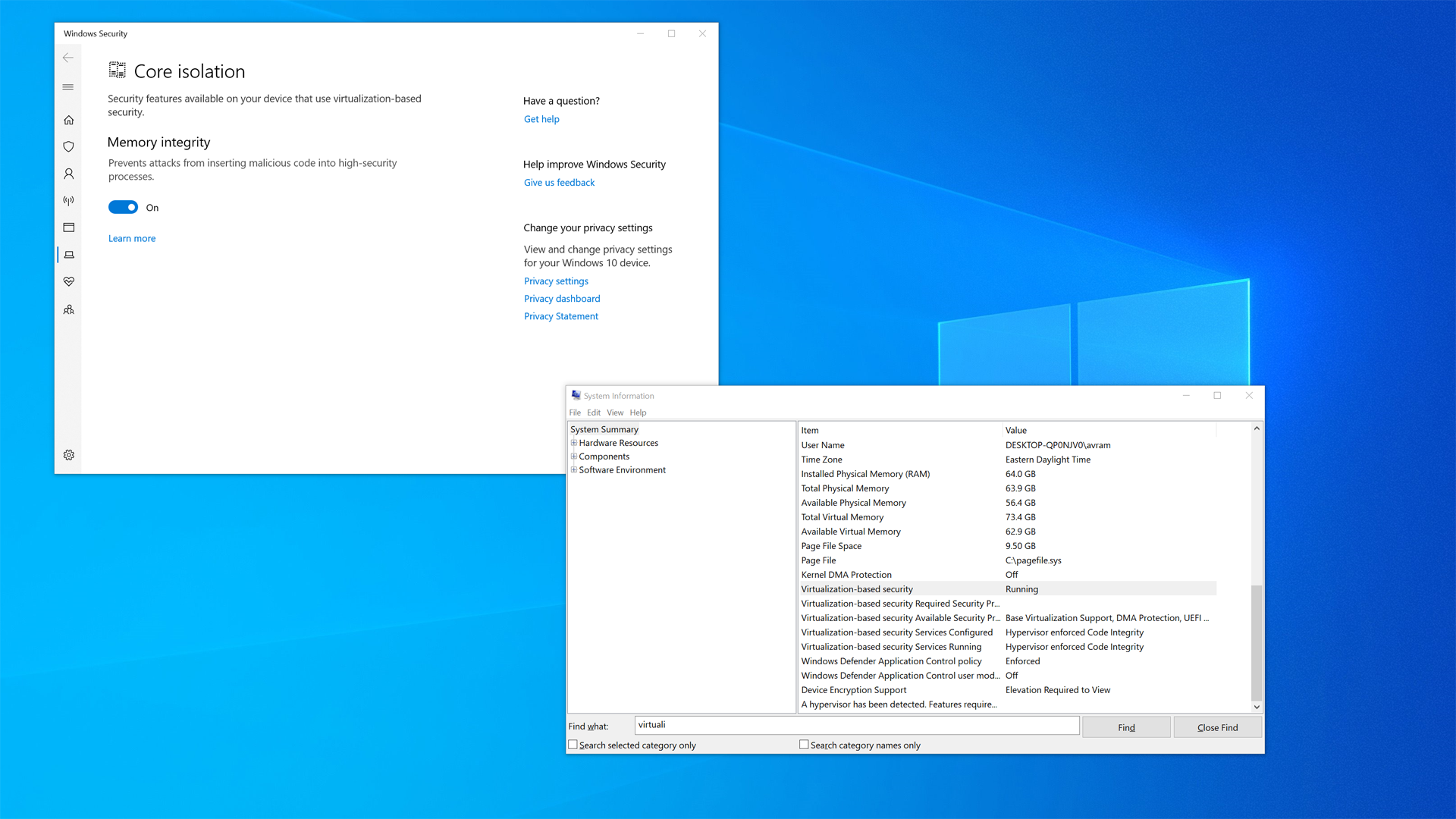 Task vbs windows. Virtualization-based Security.