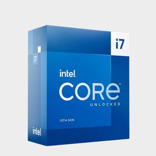 Intel Core i7-13700K's blue box on a plain background