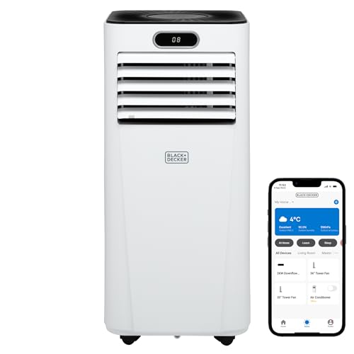 Black+decker, Bxac40023gb, 5000 Btu Portable 3-In-1 Smart Air Conditioner, Dehumidifier, Cooling Fan, Sleep Mode, 24 Hour Timer, Remote Control, White