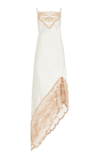 Laynee Asymmetric Lace-Trimmed Satin Slip Dress