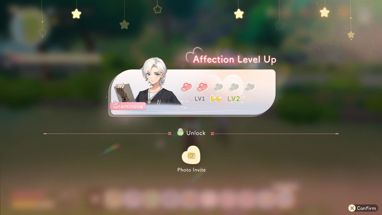 Farmer NPC Graminova's affection level increases to two hearts in life sim RPG, Starsand Island