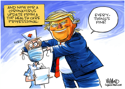 Political Cartoon U.S. Trump coronavirus medical professionals