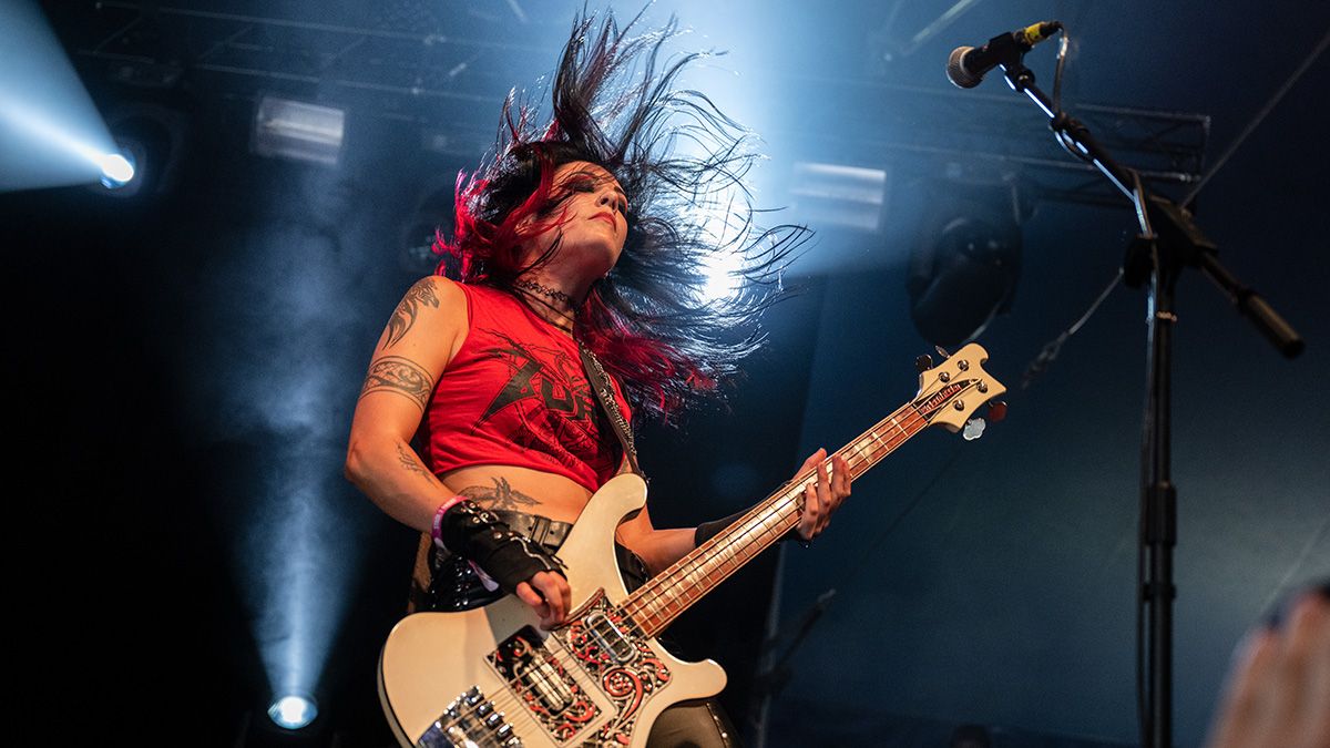 Becky Baldwin performs at Bloodstock Open Air Festival 2023 at Catton Hall on August 11, 2023 in Derby, England