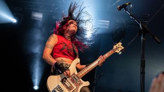 Becky Baldwin of Fury performs at Bloodstock Open Air Festival 2023 at Catton Hall on August 11, 2023 in Derby, England